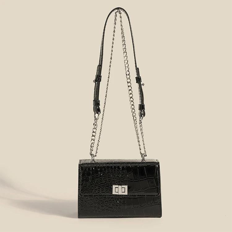 

EM1018 Trendy elegant women chain crossbody small square bag wholesale custom designer crocodile pattern handbag