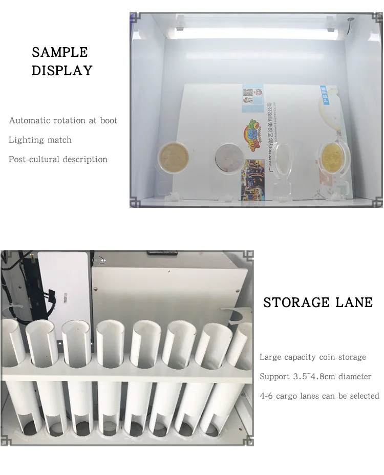 300-600 PCS Capacity Medal Vending Machine with 110V/220V Voltage and 1 Year Warranty for Scenic Areas