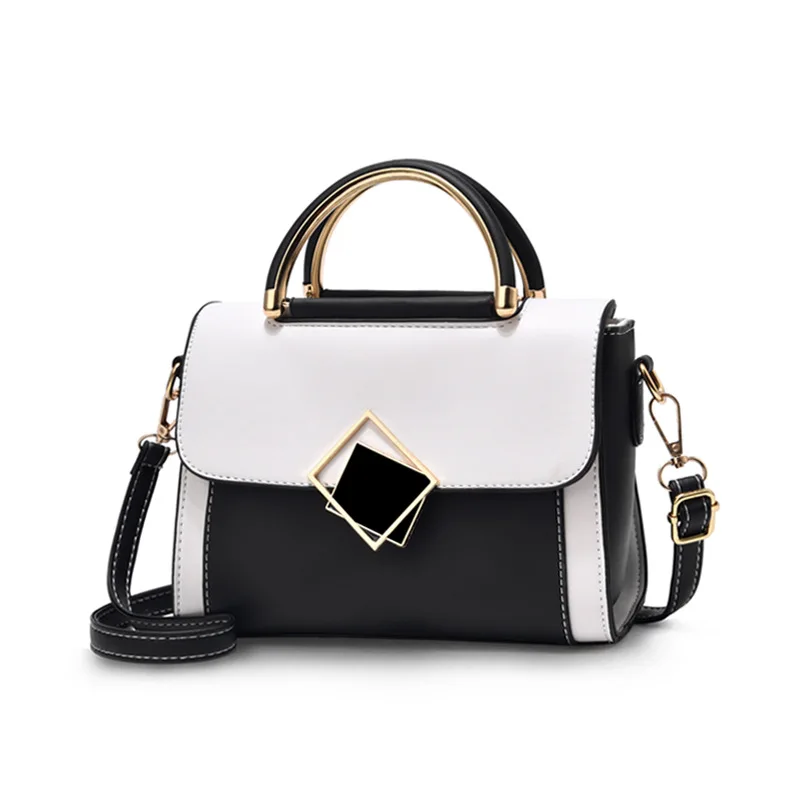 

2021 Fashion PU Leather Small Female Shoulder Purse Contrast Color Handbags Ladies Bags Women