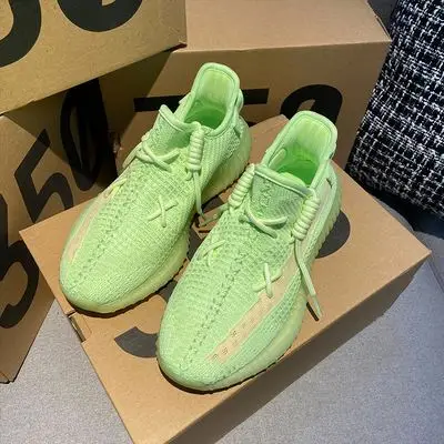 

Hot sale new fluorescent green popcorn sneakers men and women casual shoes popcorn combination midsole breathable stretch knitte