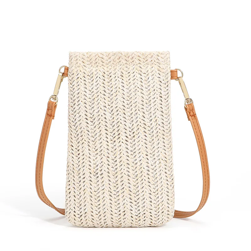 

Summer new style woven solid color bag hot-selling one-shoulder messenger girls straw woven beach female mobile phone bag
