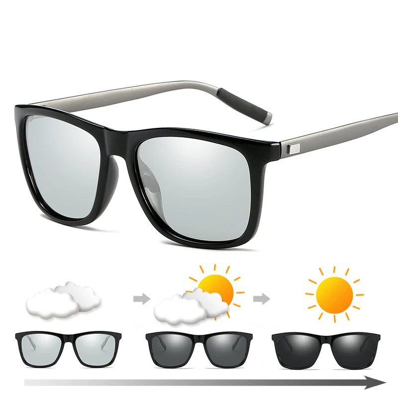 

factory wholesale aluminum magnesium frame sun glasses unisex driving discolor polarized photochromic sunglasses men