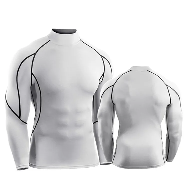 

Hot Sell Mens High-Neck Long Sleeve Compression Base-layer Running Gym T Shirt New Fitness Sports Training Base Layer Shirt, Customized color accpet