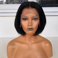 

Wholesale virgin human hair lace front wigs 360 lace frontal short bob straight hair middle part full lace wigs for black women