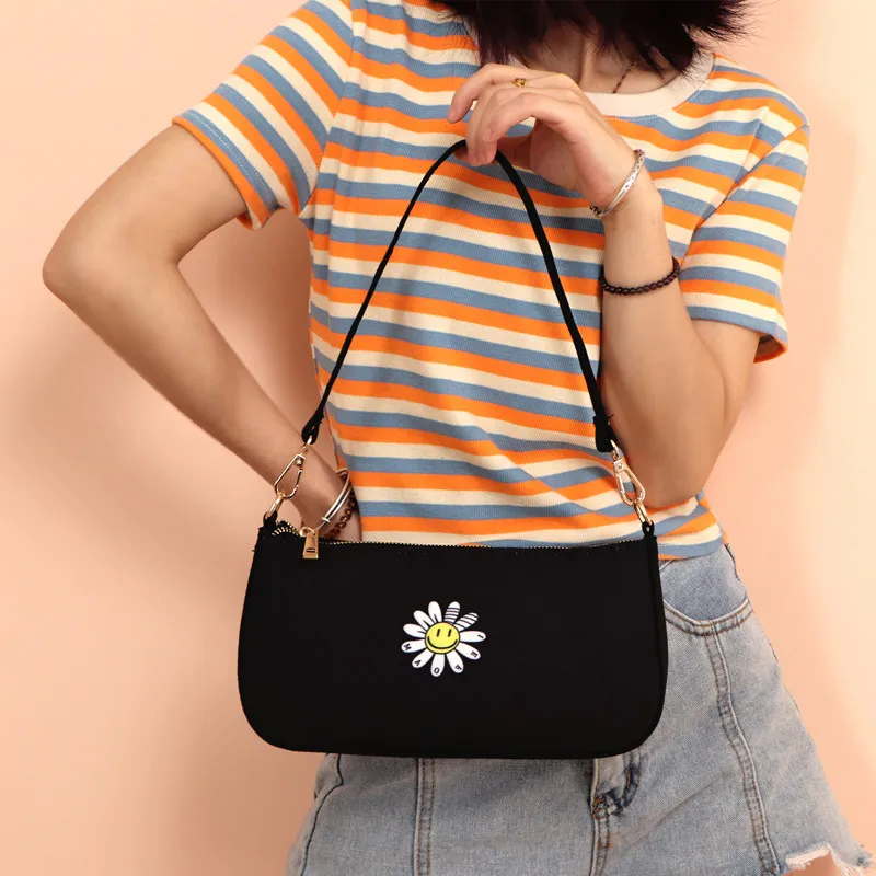 

2021 fashion daisy handbags women PU leather underarm tote female elegant small shoulder bags, 1 color