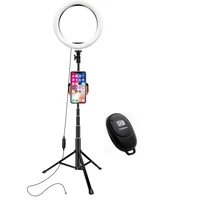 

10" Selfie Ring Light for Live Stream/Makeup/YouTube Vlog,Dimmable LED Ring Light with Tripod & Cell Phone Holder