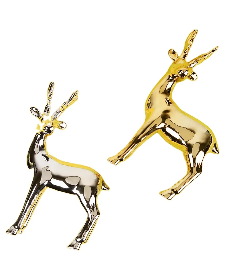 

Luxury Household Decor Furnishing Articles Golden Plated Ceramic deer for home decor Desktop Decoration Ornaments