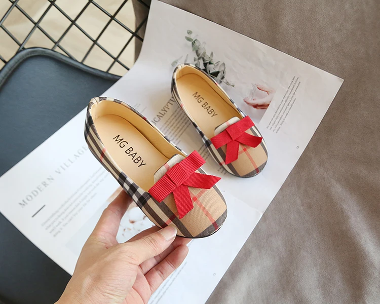 
girl shoes ballerina plaid flat bacy children casual leather kids dress shoes 
