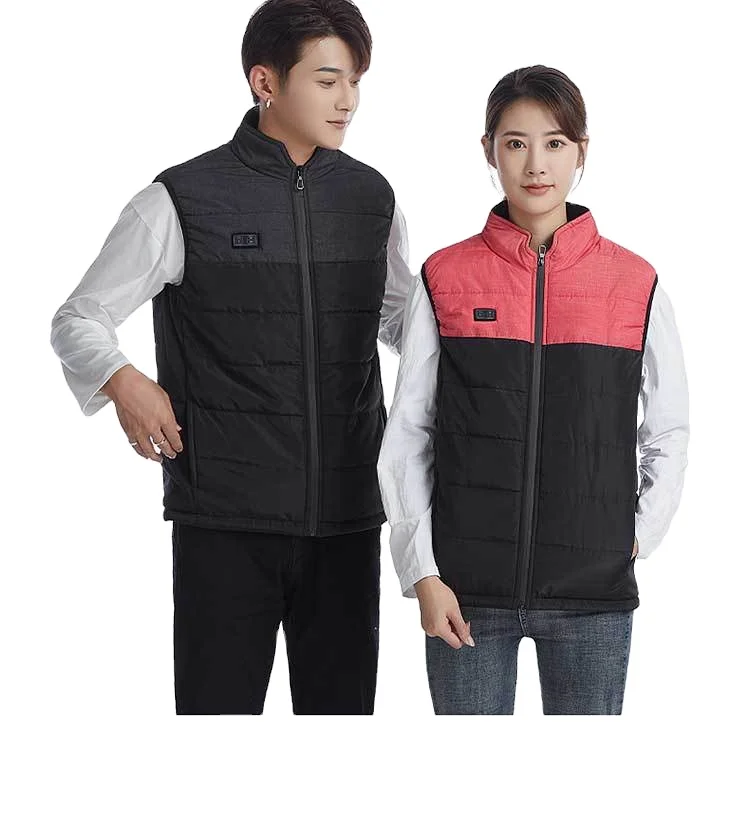 

Women's warm vest intelligent warm winter warm clothing polyester fabric close fitting warm clothing USB rechargeable clothing, Dual control zone 4 black gray black red