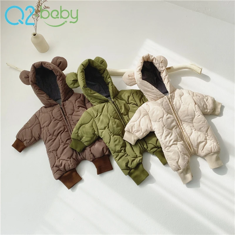 

Winter clothing Male and female baby thickened warm out clothes baby zipper romper 2517, Brown ,beige ,green