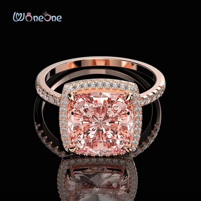 

Woneone Luxury Jewelry Moissanite Morganite Gemstone Women 925 Sterling Silver Diamond Wedding Engagement Rings