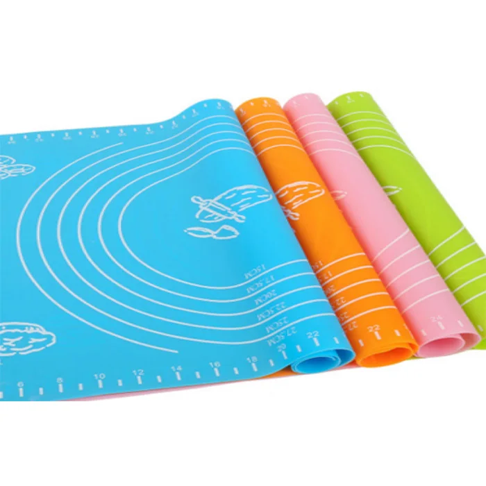 

wholesale silicone Dough Baking Rolling Mat with measurement, Blue pink orange green