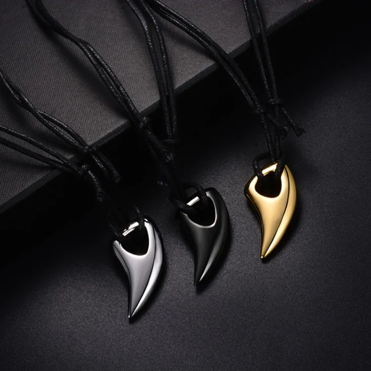 Stainless Steel Necklace for Men Necklace Chain Spear Wolf Teeth Pendant Adjustable Chains