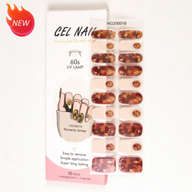 

Huizi factory supplier New Nail art gel nail wraps polish strips 3D gel nail polish wraps