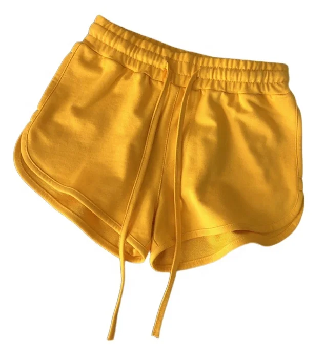 

Custom Logo Summer Plain Blank Gym Running Shorts Sports Workout Fitness Elastic Waist Drawstring Women Hot Shorts with Pockets, Can custom