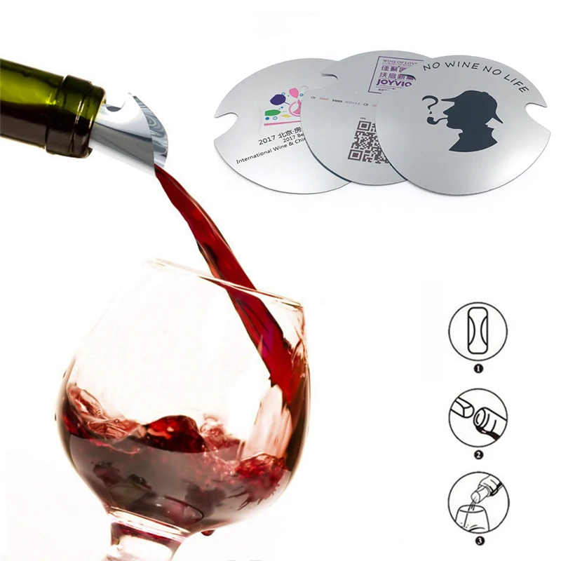 

Custom logo Cheap Price Wine Drop Pourer Stop Wine Disk And Wine Stop Dripping Aluminum Foil Pourer, Silver