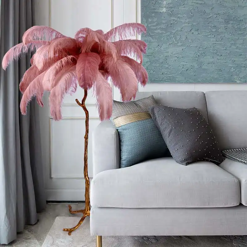 Modern new ostrich design feather corner LED floor lamp