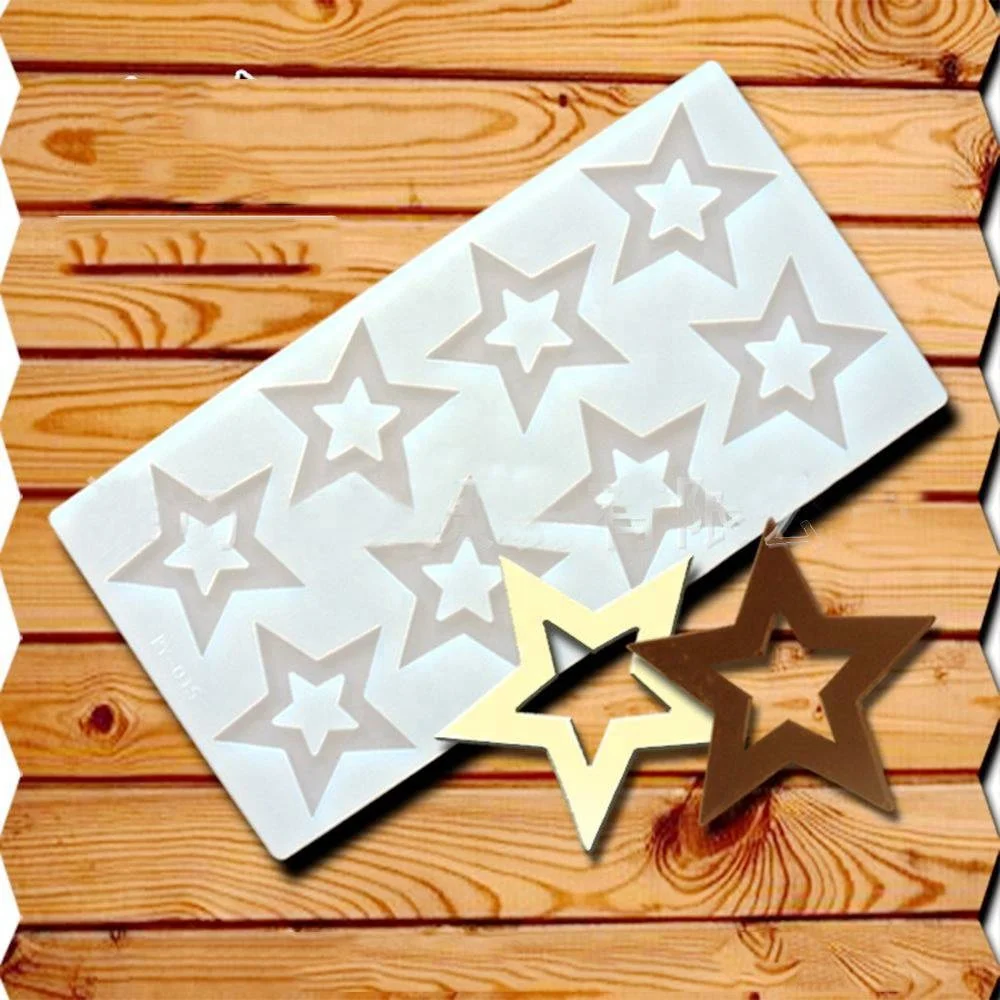 

8-hole hollow five-pointed star chocolate silicone decorative mould, As shown