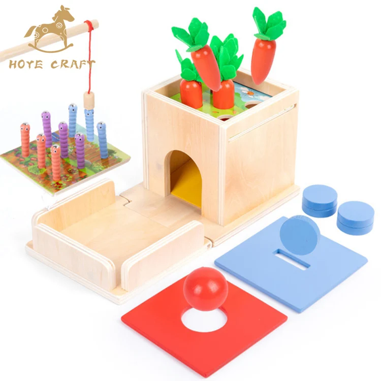 

HOYE CRAFT Fashion Montessori Educational Toys Wooden Multi-function Box Toys Catching Bug Game For Children