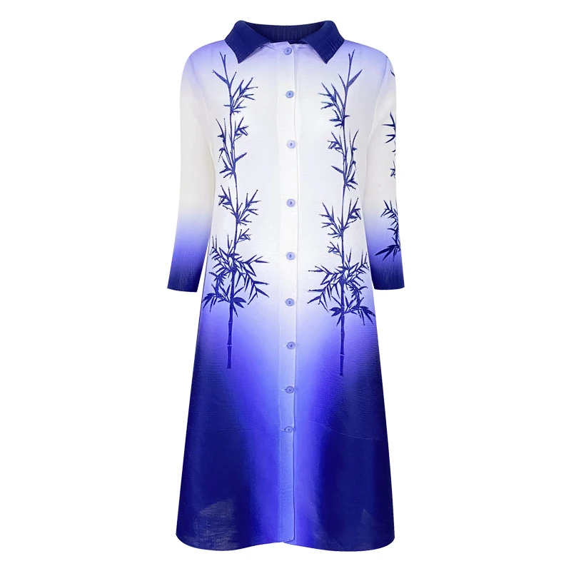 

In stock Fast delivery and the best quality 2021 new Miyake print gradual color European and American fashion coat