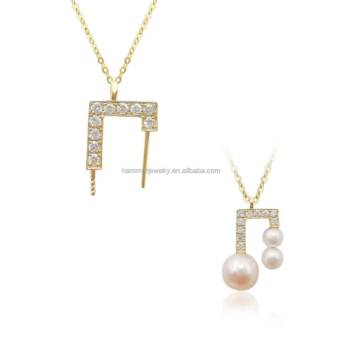 

Custom 14K Soild Gold Jewelry Manufacturer Wholesale AU585 Pendant Pearl Semi Mount DIY Base Setting