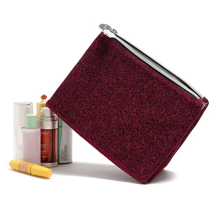 

Three Foldable Red Zipper Letter Pattern Glitter Lady Vinly Beauty Make Up Travel Pvc Cosmetic Bag