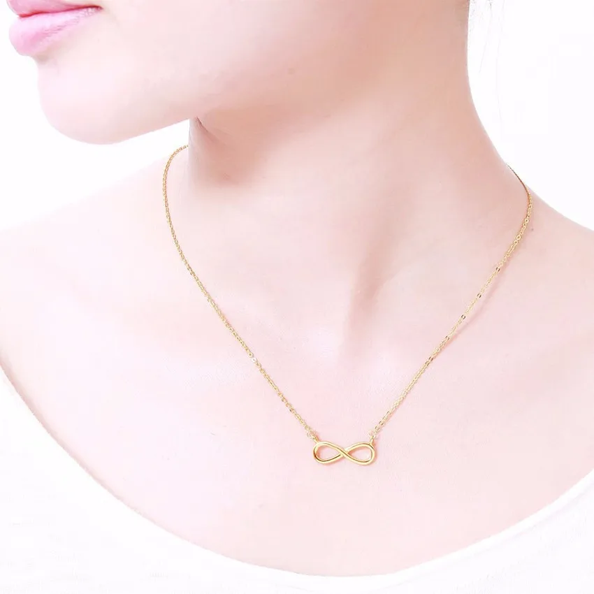 

Fashion jewelry stainless steel infinity figure 8 necklace small pendant women's clavicle chain, Gold color/silver color