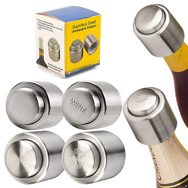 

Press Type Air Vacuum Pump Wine Bottle Stopper Wine Sealer, Stainless steel