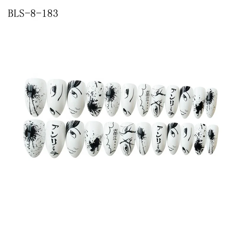 

Best selling black and white pattern artificial art nails wholesale acrylic nails