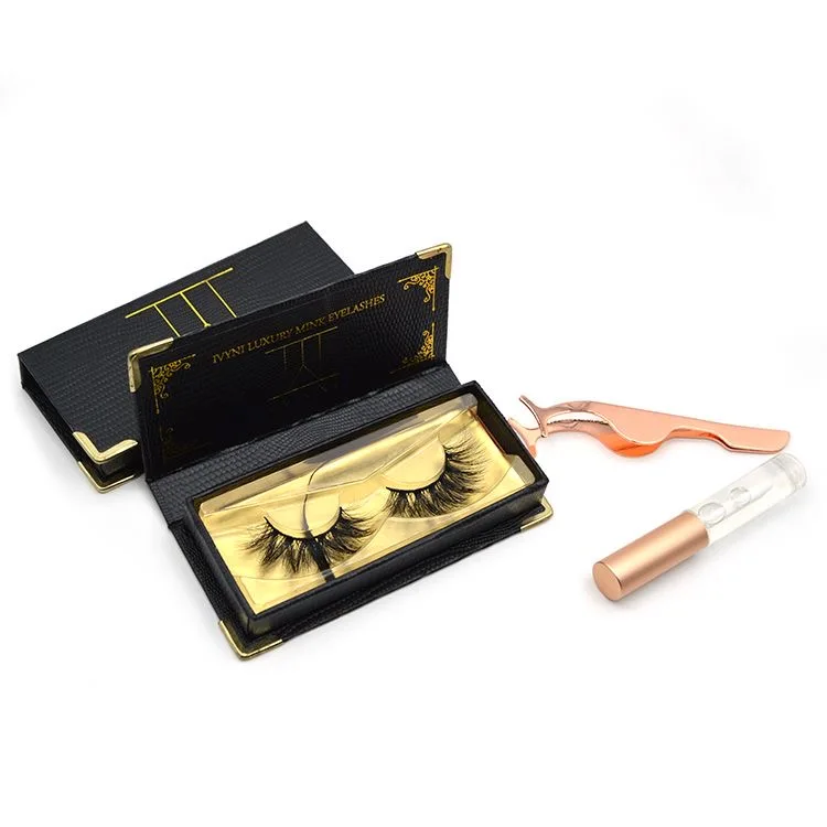 

New Design Custom Eyelash Packing Set 3d Mink False Eye Lashes Own Brand 25mm Wholesale Mink Eyelashes, Black color