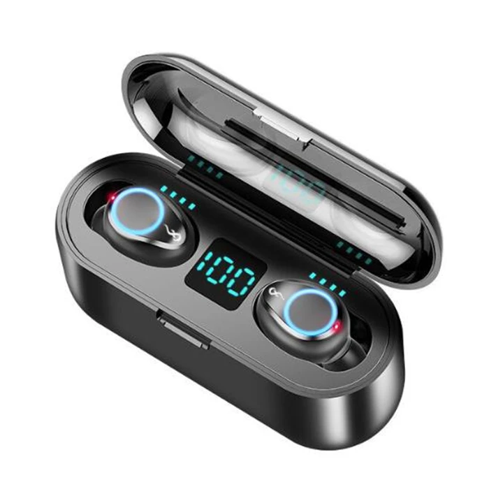 

2021 HOT selling Cheap tws headphone power bank battery display earphones noise cancelling sport BT wireless earbuds F9, Black /white