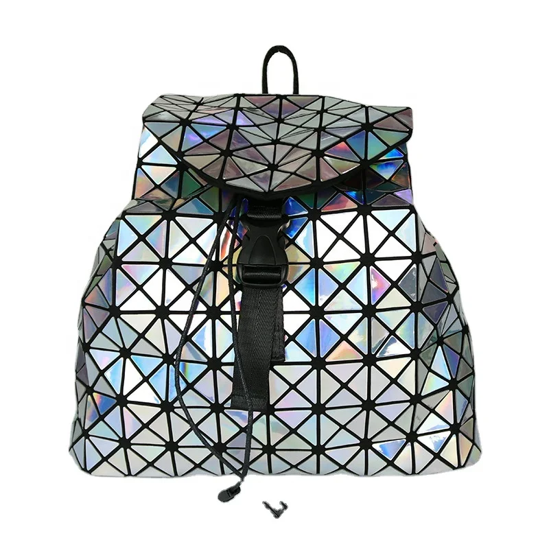 

Folding large capacity luminous geometric couple portable backpack