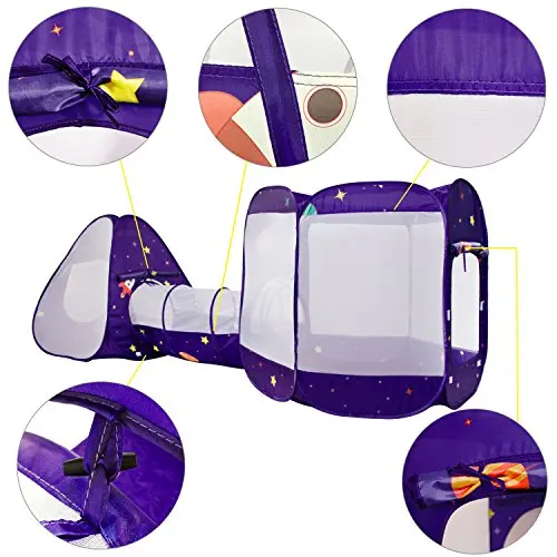 Purple-Ball bit Homfu 3 in 1 Pop up Tunnel Tent for Kids Play Indoor Outdoor for Children Toddler Boys Girls 