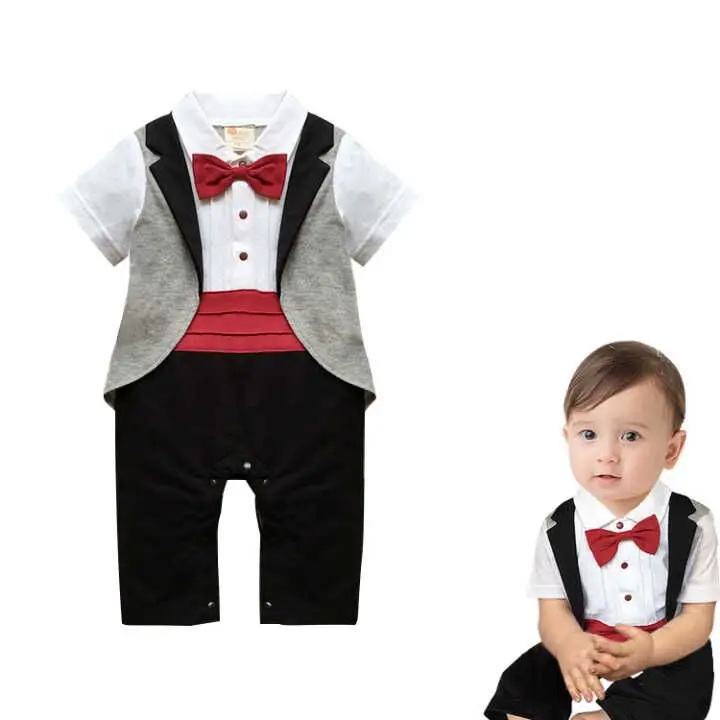 

Children 2021 clothing summer short sleeve male baby gentleman bow jacket crawling wear baby rompers for new style, As pic shows, we can according to your request also