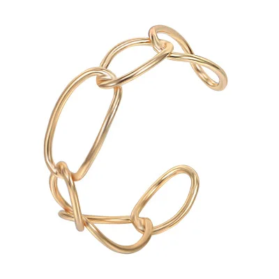 

Stainless Steel Charm Gold Plated Twist Wire Bangle Cuff Cross Weave Bracelet for Women, Picture