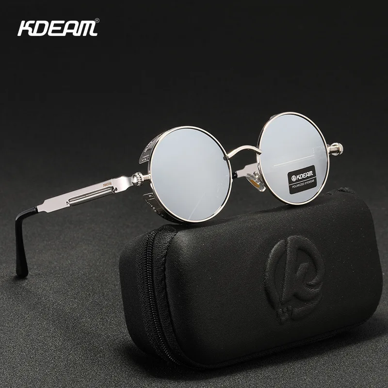 

KDEAM Fashion Man Punk Style Sunglasses Metal Round Women Sun glasses Trendy Street Snap sunglasses