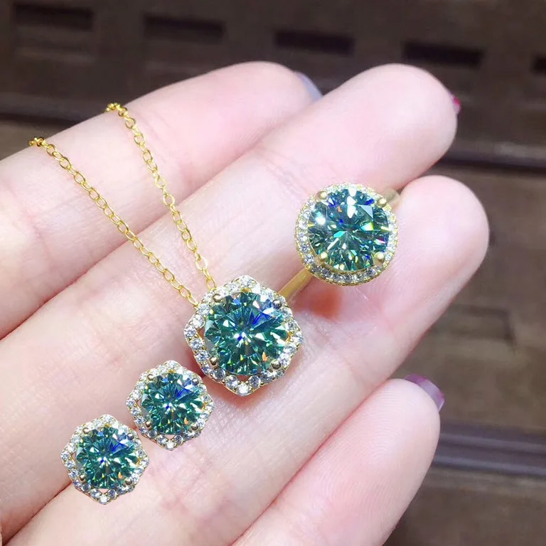 

top zircon 3 Carats CZ diamond crystal rhinestone jewelry gold plated jewelry set