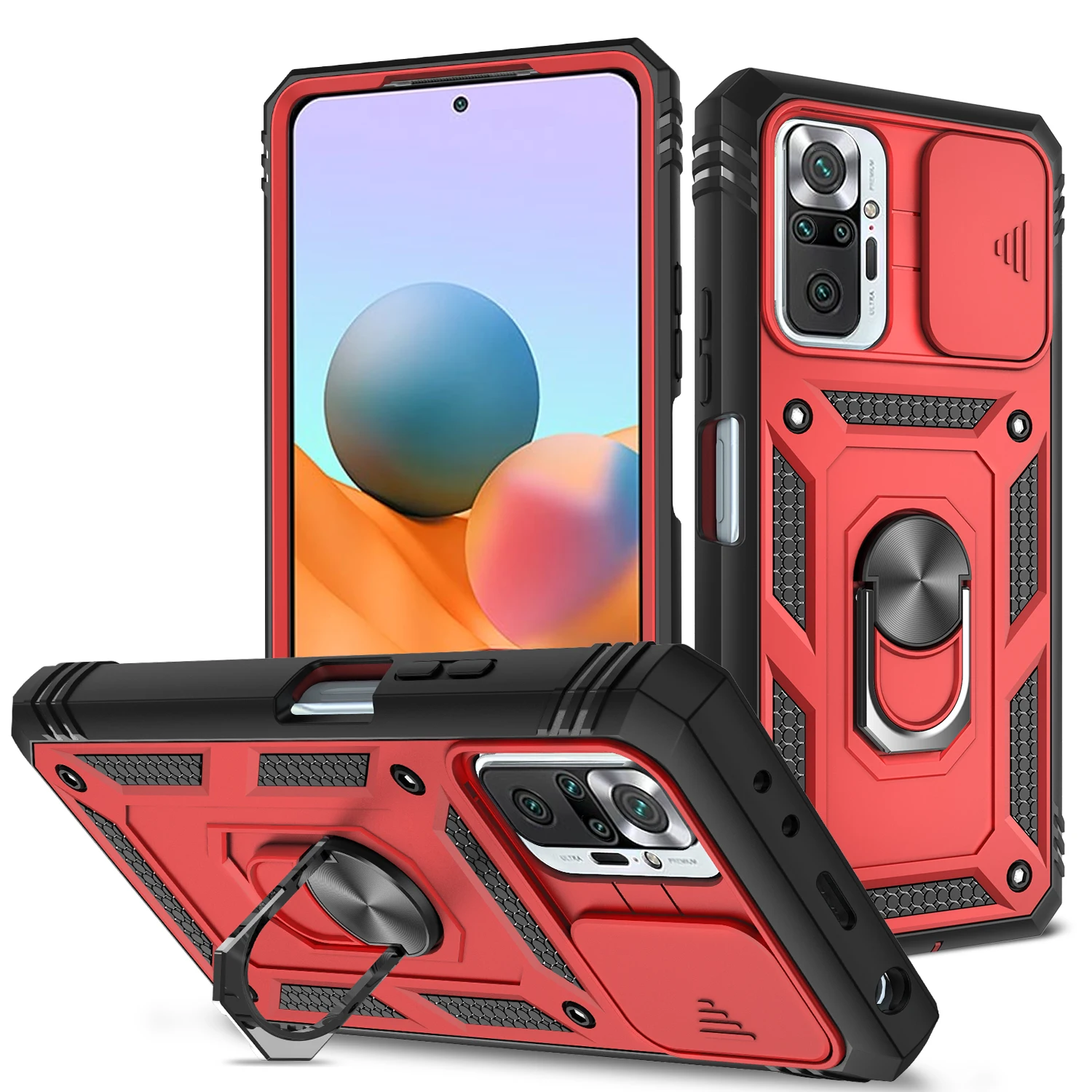 

LeYi shockproof 3 in1 360 degree camera protect magnetic ring stand holder TPU PC accessories phone case for xiaomi note 10 pro