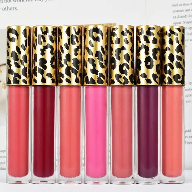 

Custom lipgloss tubes leopard vegan cruelty free 33 color glossy plumper lipgloss private label