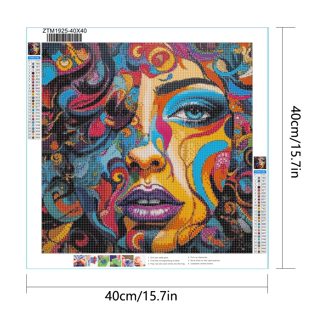 DIY Custom 30*40 5D Diamond Painting Kits Colorful Woman Mosaic Art Painting Angel Printed Acrylic Materials
