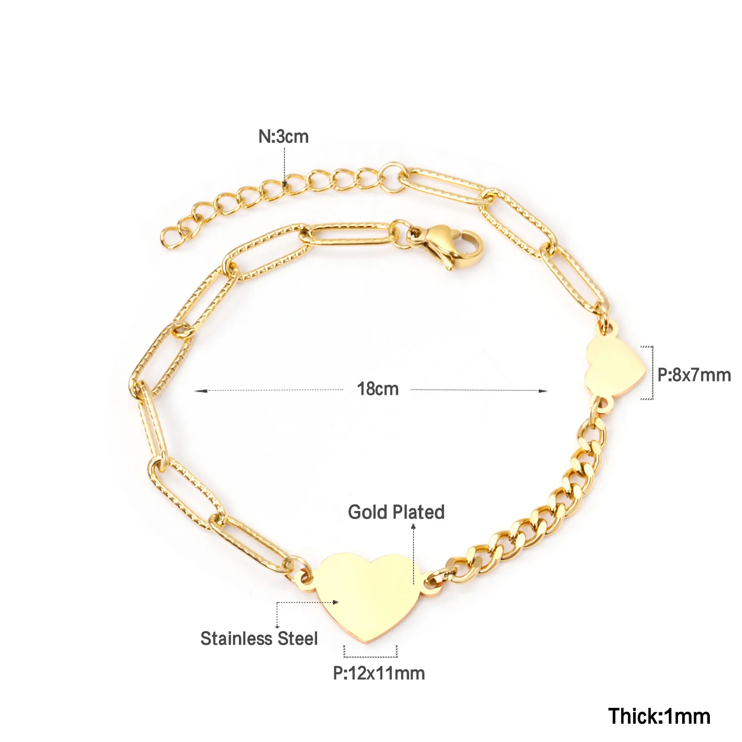 

Ason new charm bracelet design stainless steel jewelry bracelet women and girls in wholesale price, Gold plated