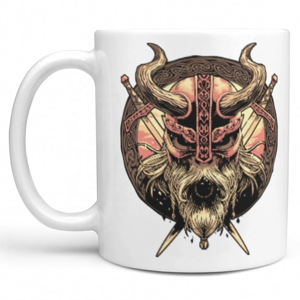 

Wholesale Customized Cute White Stores Simple Style Viking Mug New 2021 Ceramic Mugs