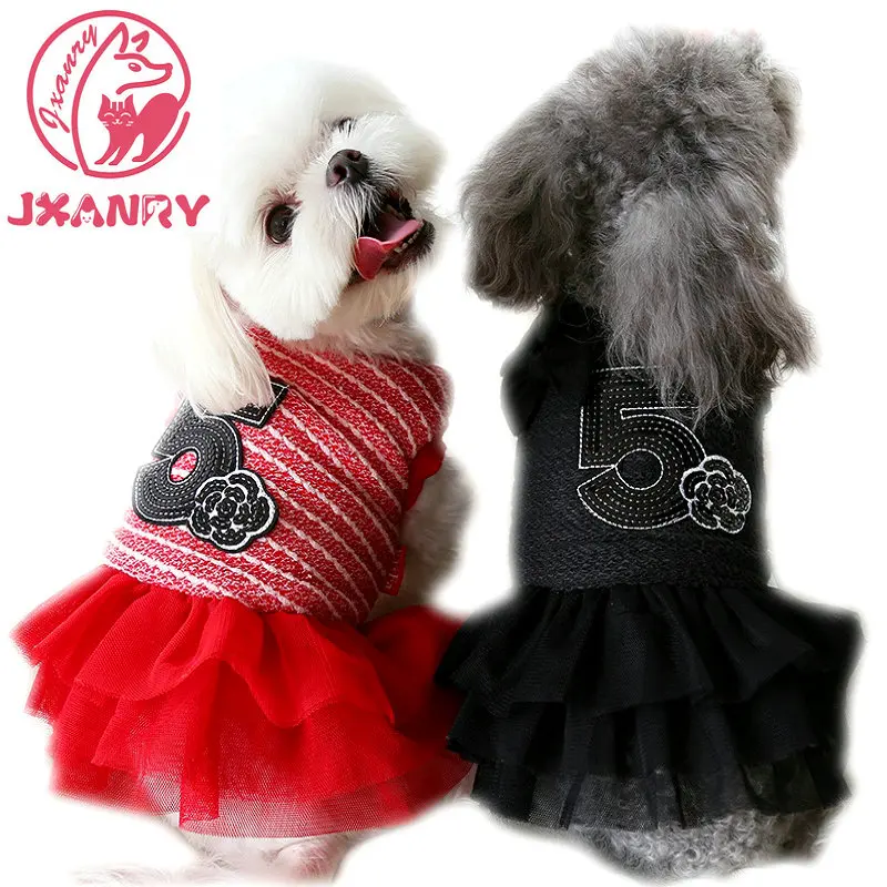 

JXANRY Nifty and Lovely Pet Clothes Double bowknot Elegant Style Skirt Teddy Dog Tutu Dress