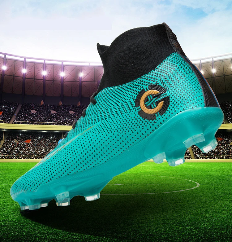 

Men's Cheap High Low Ankle Leather Indoor FG Cleats Shoes Football Soccer Boots For Sale Men