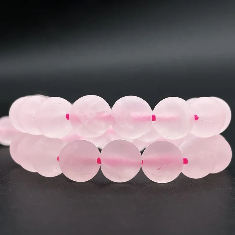 

Wholesale Natural Round Matte Frosted Rose Quartz Loose Gemstone Beads For Jewelry Making DIY Bracelet Necklace