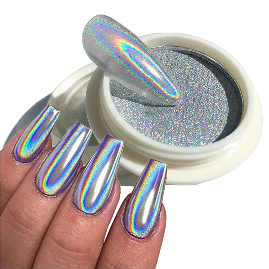 

New Product Holographic Nail Powder Chrome Laser Mirror Glitter Design Nail Art Pigment