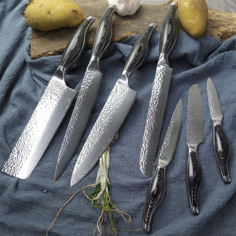 

wholesale damascus Steel commercial vegetable fruit bbq cutting bread sushi slicing custom kitchen chef knives