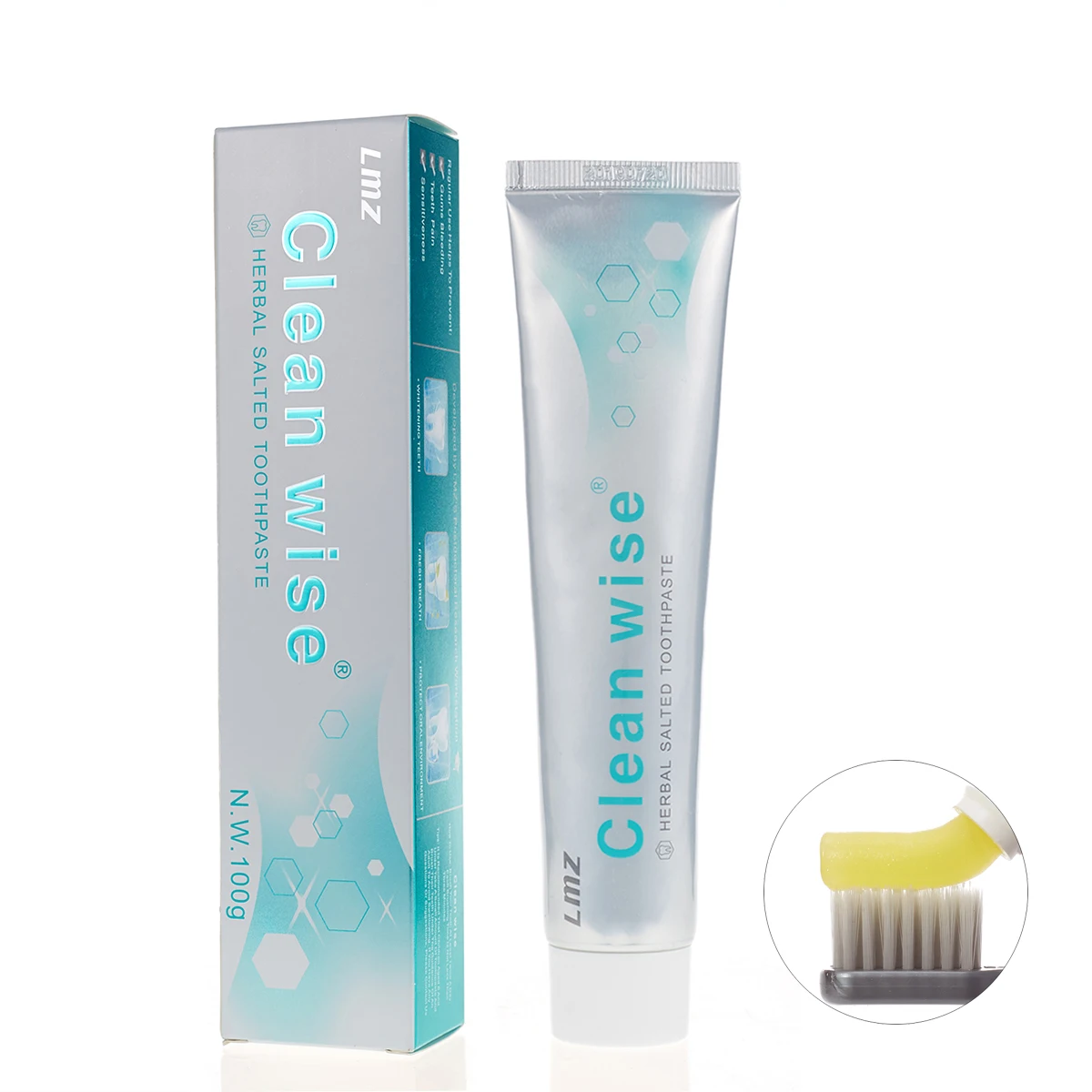 

Factory OEM ODM best premium herbal salt fluoride free toothpaste for sensitive teeth bleeding gums teeth pain, Yellow (paste) / green (packaging) or customized
