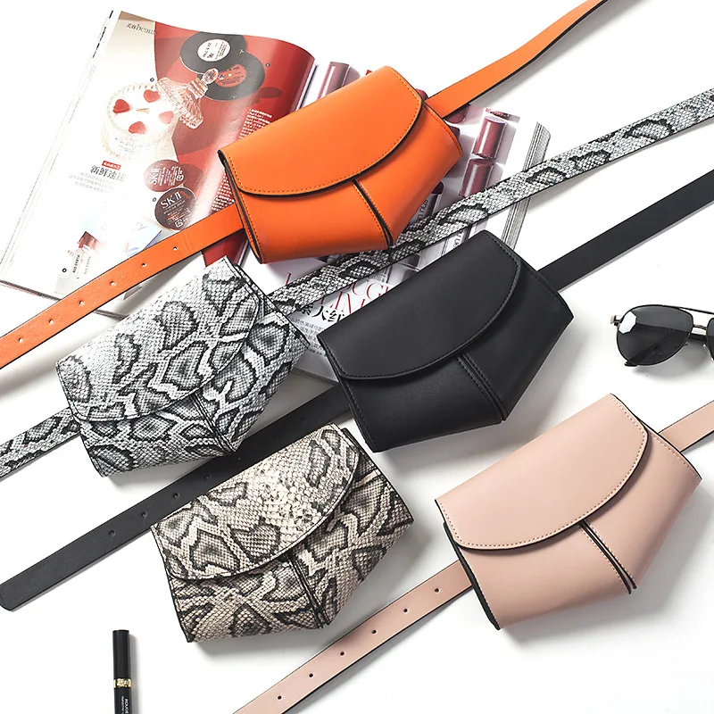 

Fanny Colorful Women Pu Leather Waist Belt Ladies Pack Bag Women bag Chest Bag, Black/pink/snake white/snake /apricot/orange