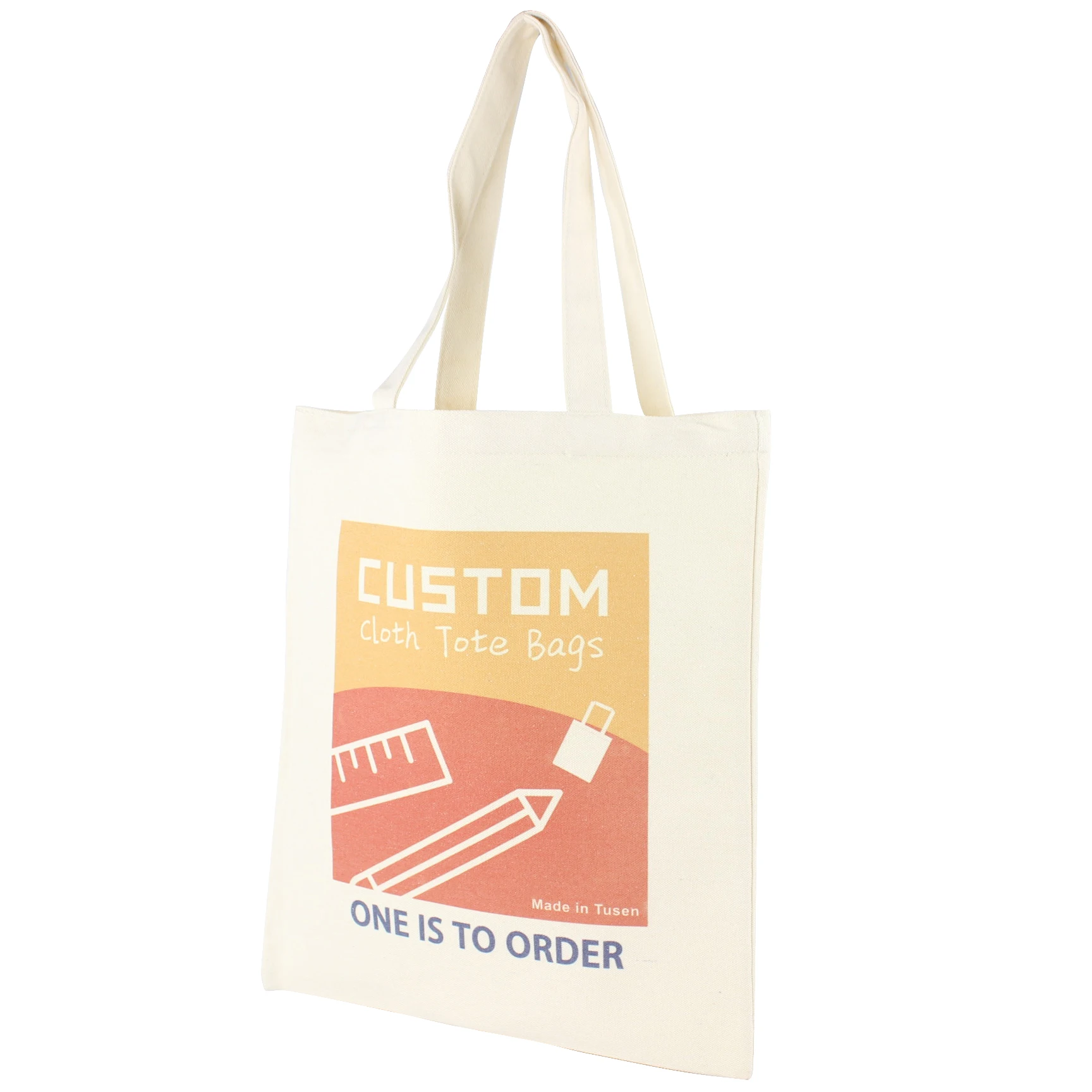 

Creamy White Customized on Demand Reusable Cotton Canvas Totebag with Printed Logo Custom Tote Bags